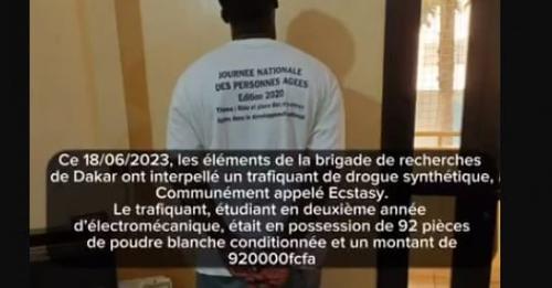 Un étudiant arrêté avec 92 pièces d’ecstasy